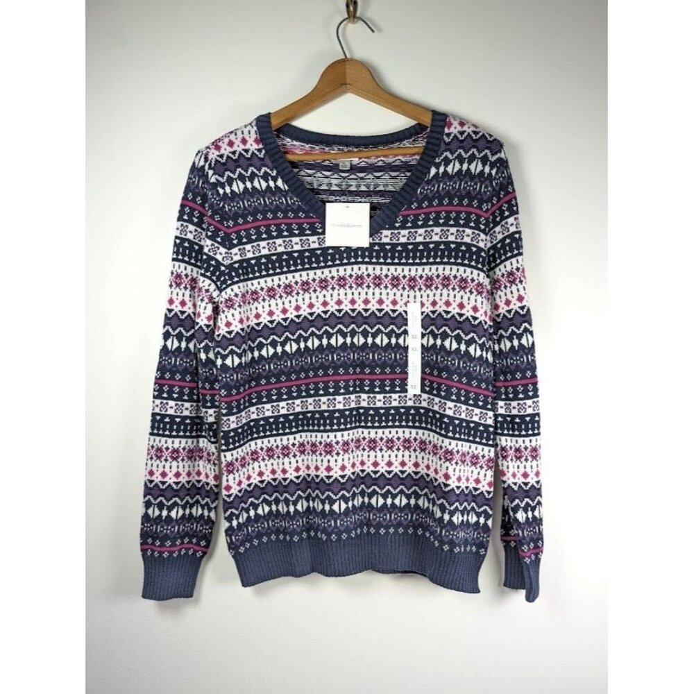 Croft & Barrow Fair Isle Sweater XL Nordic Winter Grandma Cottagecore Preppy NEW